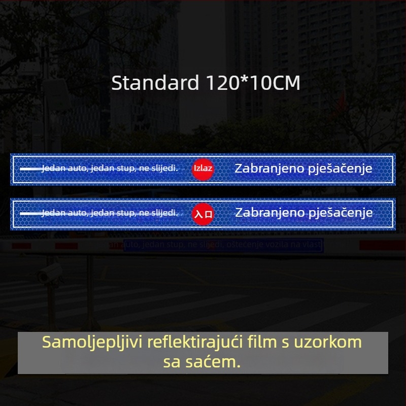 Reflektirajući sigurnosni znak pristupa - Ne prati vozilo (UV ispis), Materijal: reflektirajući film, Pogodno za stambene nekretnine, podzemne garaže i uredska parkirališta, Prilagodljivo