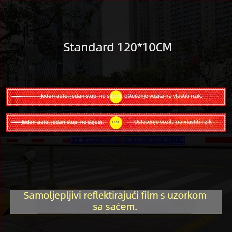 Reflektirajući sigurnosni znak pristupa - Ne prati vozilo (UV ispis), Materijal: reflektirajući film, Pogodno za stambene nekretnine, podzemne garaže i uredska parkirališta, Prilagodljivo