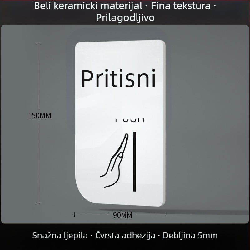Akrilni znak za klizna vrata – podsjetnik za ulaz/izlaz; UV tisak; Materijal: akril; Namjena: ured; Marka: Hao Long
