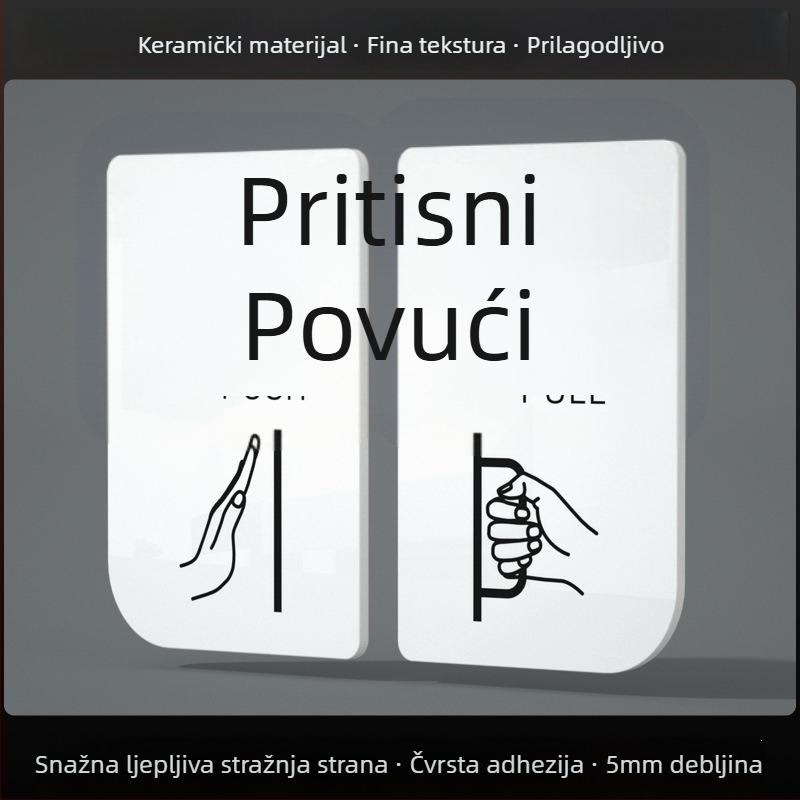 Akrilni znak za klizna vrata – podsjetnik za ulaz/izlaz; UV tisak; Materijal: akril; Namjena: ured; Marka: Hao Long