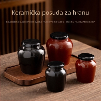 Keramička posuda za hranu, okruglog oblika, retro stil, kapacitet 301–500 ml, vodonepropusno zatvaranje, nije prikladna za mikrovalnu pećnicu