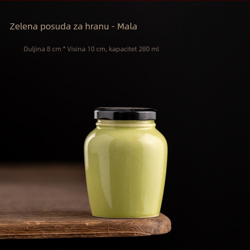 Keramička posuda za hranu, okruglog oblika, retro stil, kapacitet 301–500 ml, vodonepropusno zatvaranje, nije prikladna za mikrovalnu pećnicu