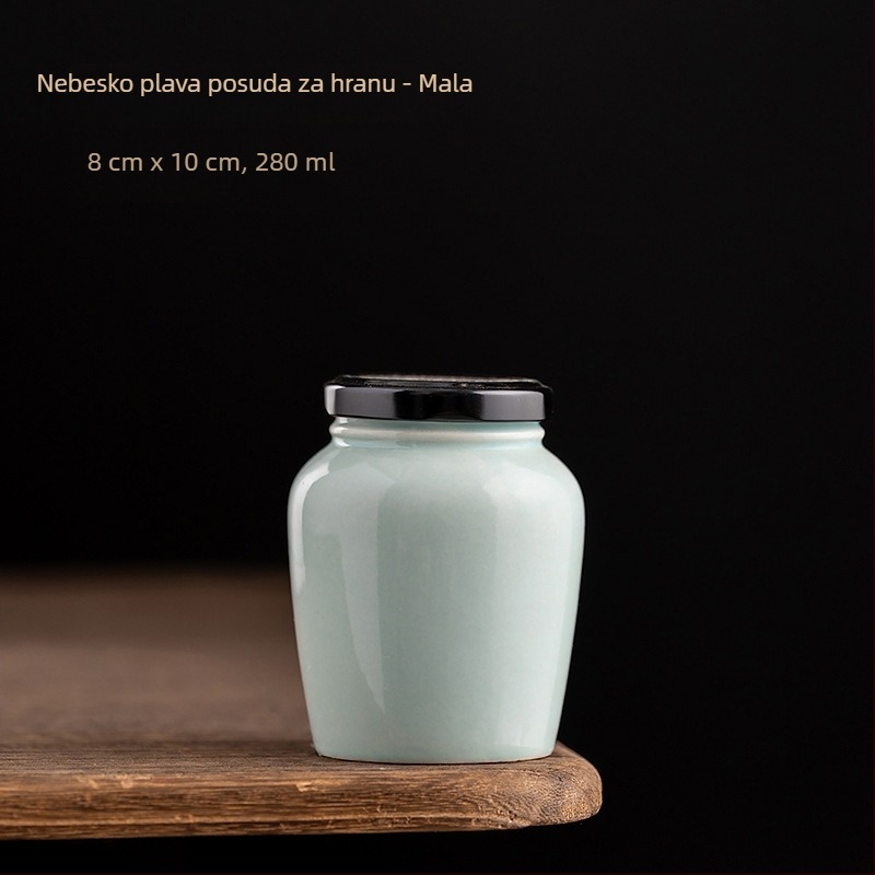 Keramička posuda za hranu, okruglog oblika, retro stil, kapacitet 301–500 ml, vodonepropusno zatvaranje, nije prikladna za mikrovalnu pećnicu