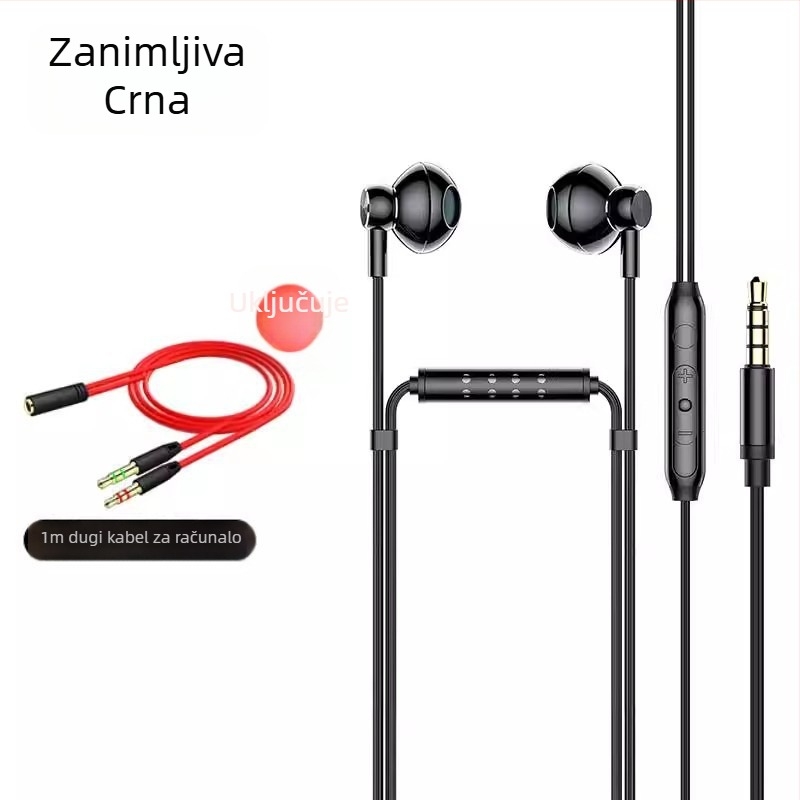 Žično in-ear slušalica za korisničku podršku s mikrofonom za redukciju buke, univerzalni izvor zvuka, izravno priključivanje
