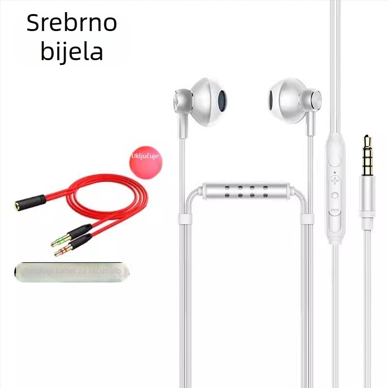 Žično in-ear slušalica za korisničku podršku s mikrofonom za redukciju buke, univerzalni izvor zvuka, izravno priključivanje