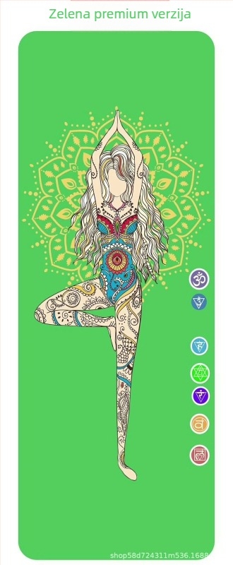 Joga prostirka s UV digitalnim otiskom na prirodnoj gumi, debljina 4 mm, težina 2,4 kg, prilagodljiva, uzorak vodilice za asane