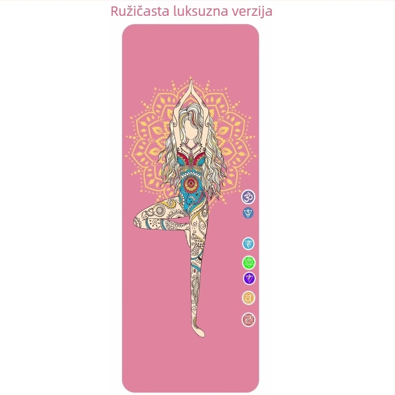 Joga prostirka s UV digitalnim otiskom na prirodnoj gumi, debljina 4 mm, težina 2,4 kg, prilagodljiva, uzorak vodilice za asane