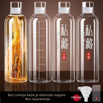 Staklena okrugla boca za infuziju alkohola, hermetički sigurnosni spremnik hrane, mikrotalasna sigurna, prilagodljiva