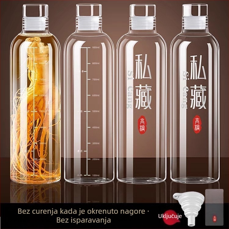 Staklena okrugla boca za infuziju alkohola, hermetički sigurnosni spremnik hrane, mikrotalasna sigurna, prilagodljiva