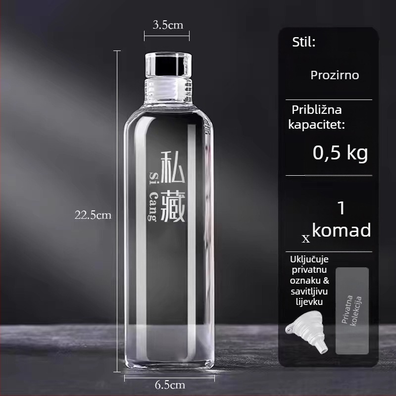 Staklena okrugla boca za infuziju alkohola, hermetički sigurnosni spremnik hrane, mikrotalasna sigurna, prilagodljiva