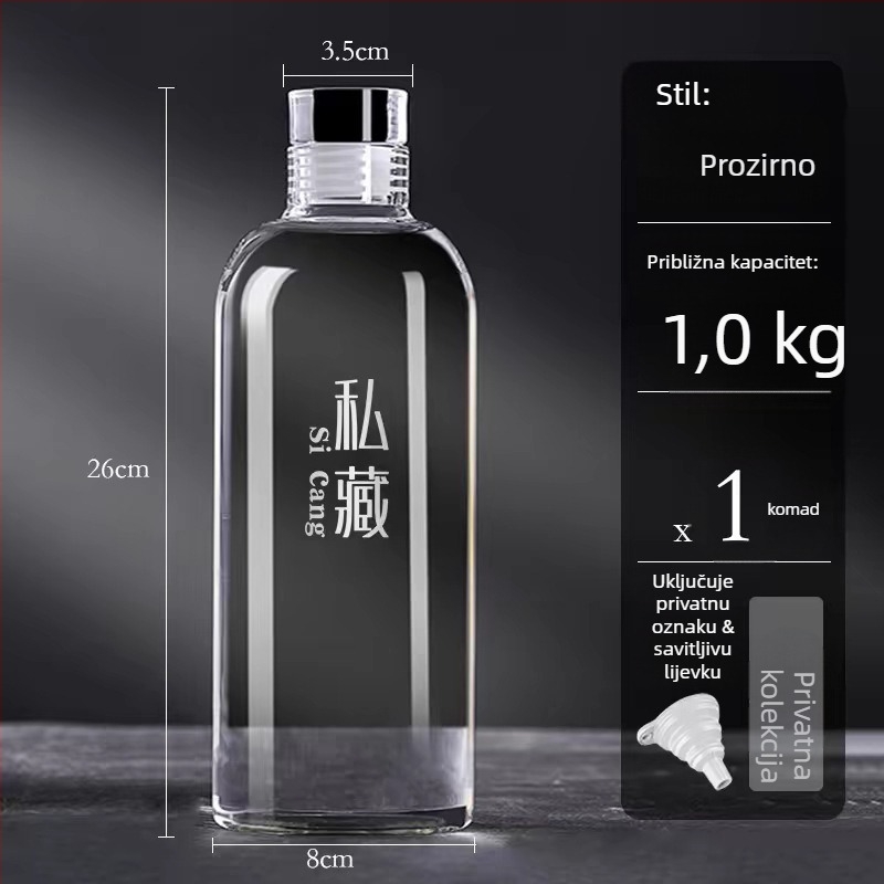 Staklena okrugla boca za infuziju alkohola, hermetički sigurnosni spremnik hrane, mikrotalasna sigurna, prilagodljiva