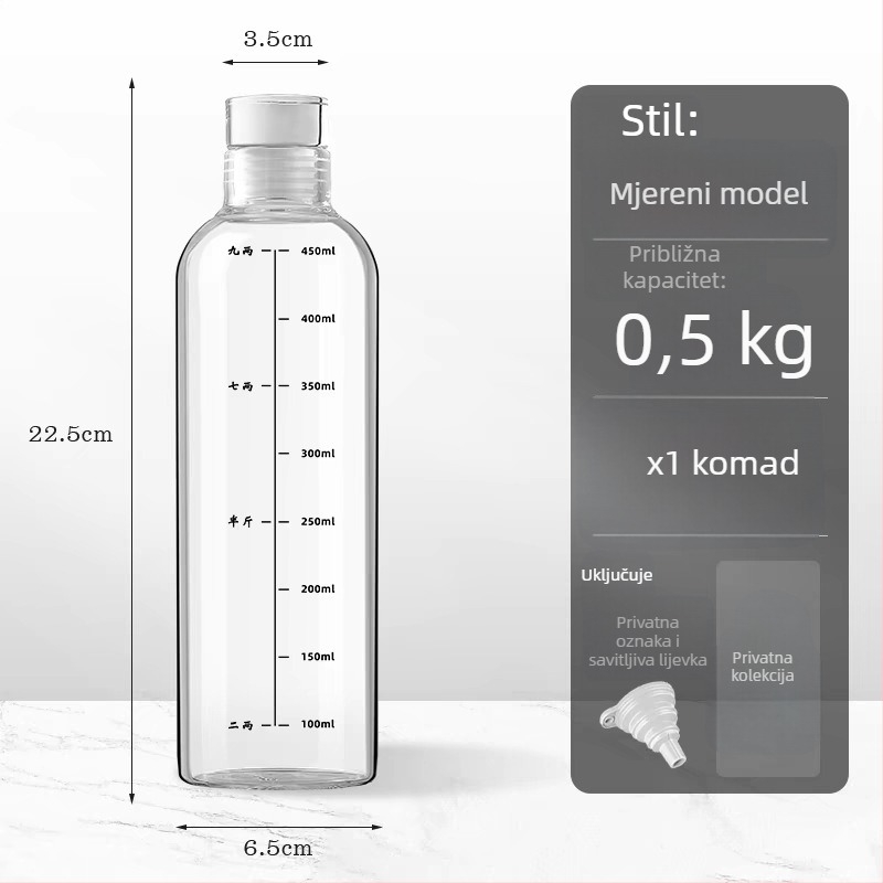 Staklena okrugla boca za infuziju alkohola, hermetički sigurnosni spremnik hrane, mikrotalasna sigurna, prilagodljiva