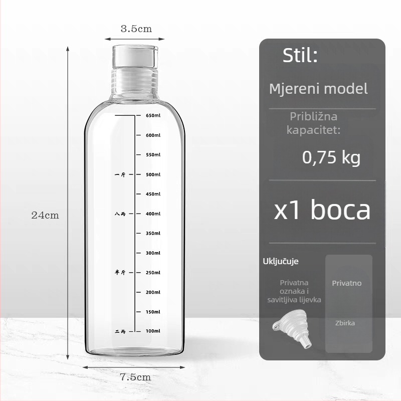 Staklena okrugla boca za infuziju alkohola, hermetički sigurnosni spremnik hrane, mikrotalasna sigurna, prilagodljiva