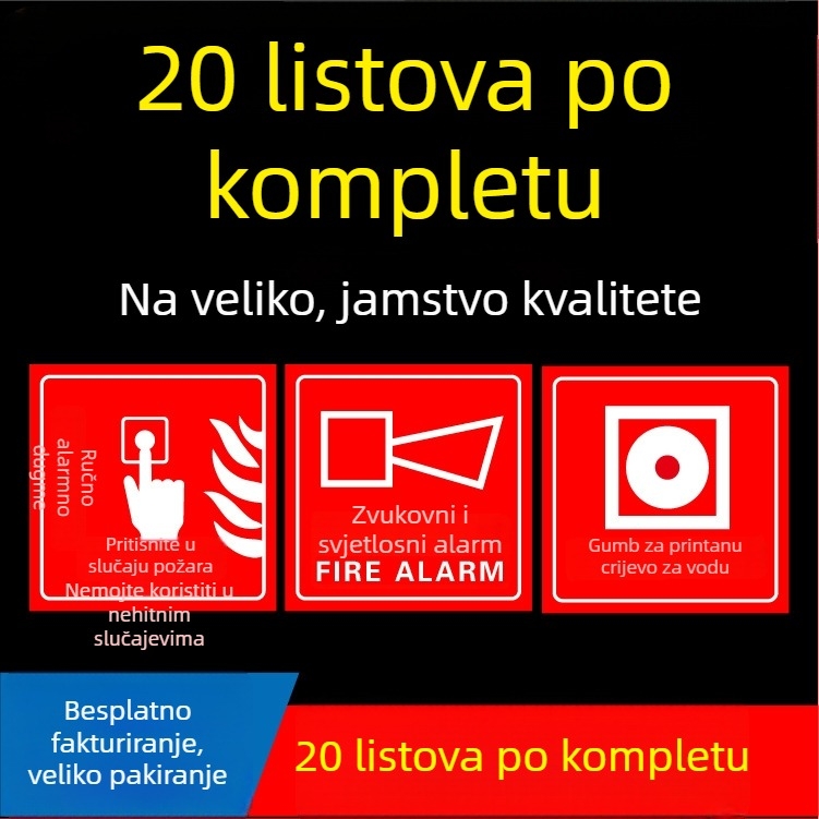 Ručni alarmni gumb – naljepnica znak za sigurnost požara