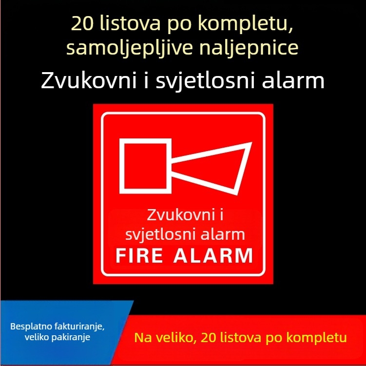 Ručni alarmni gumb – naljepnica znak za sigurnost požara