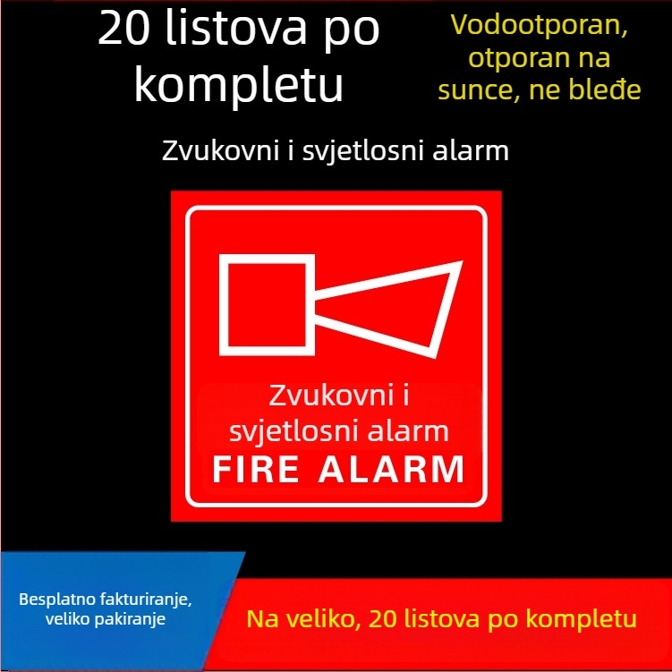 Ručni alarmni gumb – naljepnica znak za sigurnost požara