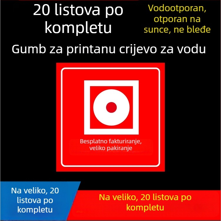 Ručni alarmni gumb – naljepnica znak za sigurnost požara