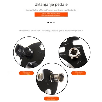 BOY ključ za pedale bicikla, petokanalni utičnički ključ, višenamjenski četiri u jednom, karbonska čelika