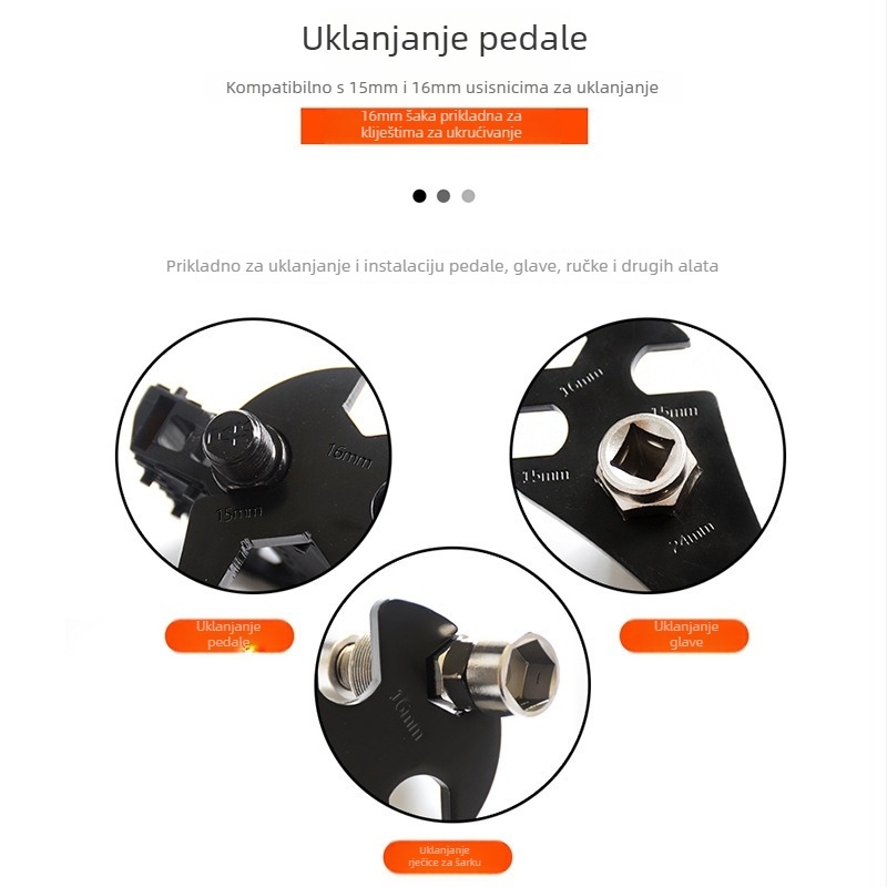 BOY ključ za pedale bicikla, petokanalni utičnički ključ, višenamjenski četiri u jednom, karbonska čelika