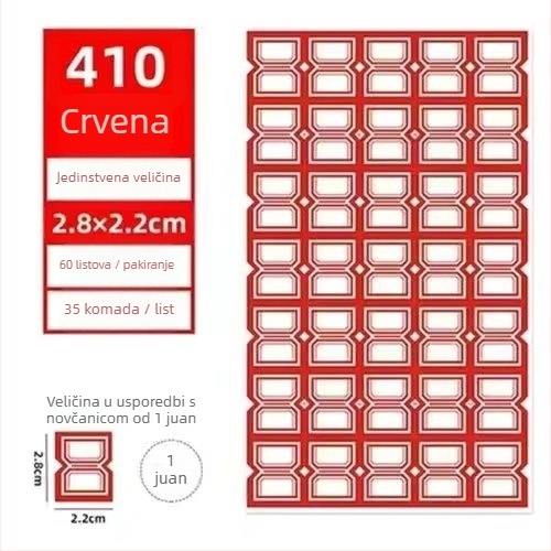 Samoljepljivi papir za etikete za male etikete i cijene — pravokutni oblik, model 1, brend Jinyu