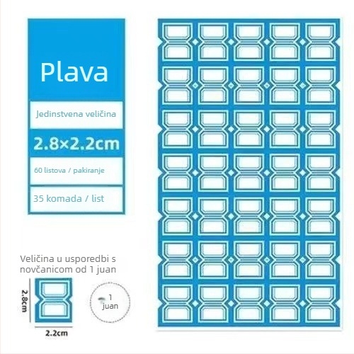 Samoljepljivi papir za etikete za male etikete i cijene — pravokutni oblik, model 1, brend Jinyu