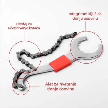 Trostruki alat za os bicikla s integriranim ključem za os, ključem za fiksaciju flywheel i ključem za repni kuk — čelik, Yiquan