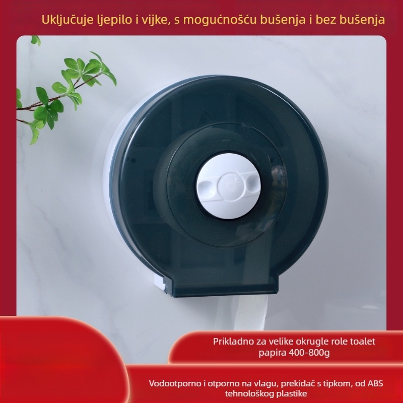 Zidna kutija za toaletni papir za velike rolle, vodootporna plastika, model 4, set od 4 komada, za hotelske i komercijalne kupaonice