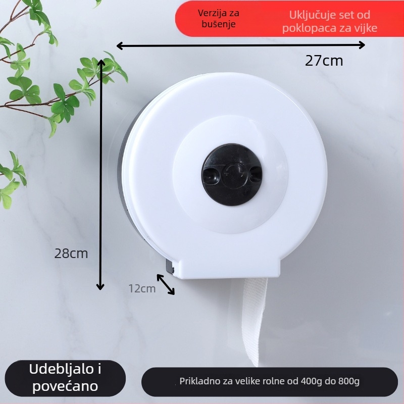 Zidna kutija za toaletni papir za velike rolle, vodootporna plastika, model 4, set od 4 komada, za hotelske i komercijalne kupaonice