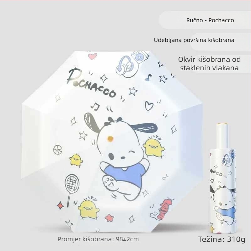 Dječji kišobran s anti-reboundom, nano hidrohidrofobna tkanina, 12 rebara, silikon okvir, aluminijska drška