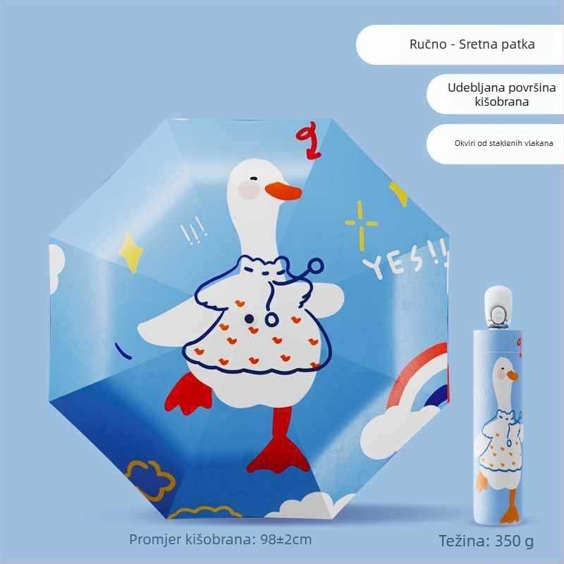 Dječji kišobran s anti-reboundom, nano hidrohidrofobna tkanina, 12 rebara, silikon okvir, aluminijska drška