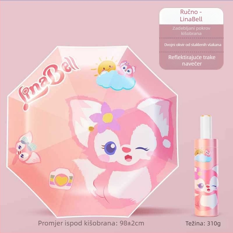 Dječji kišobran s anti-reboundom, nano hidrohidrofobna tkanina, 12 rebara, silikon okvir, aluminijska drška