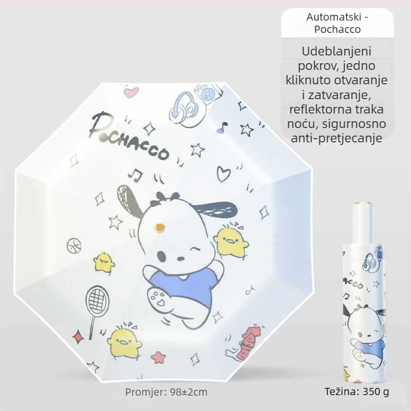 Dječji kišobran s anti-reboundom, nano hidrohidrofobna tkanina, 12 rebara, silikon okvir, aluminijska drška