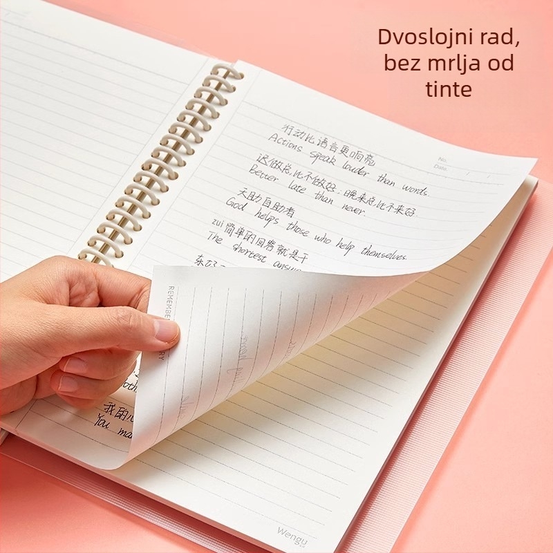 Notes s binder vezivanjem, uklonjive listove, podijeljene stranice, PP plastično kućište, papir 80 g/m²