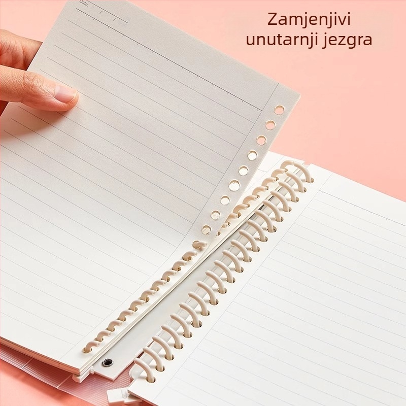 Notes s binder vezivanjem, uklonjive listove, podijeljene stranice, PP plastično kućište, papir 80 g/m²