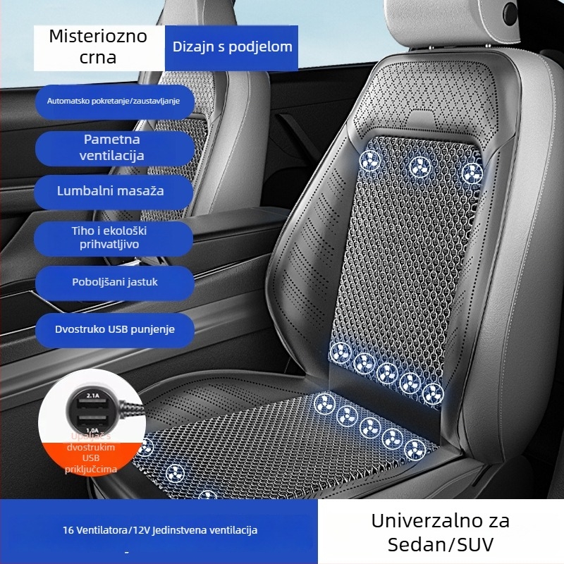 Prozračna navlaka za sjedalo automobila s ventilatorom za hlađenje, prozračna ljetna podloga za sjedenje
