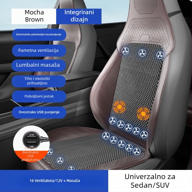 Prozračna navlaka za sjedalo automobila s ventilatorom za hlađenje, prozračna ljetna podloga za sjedenje