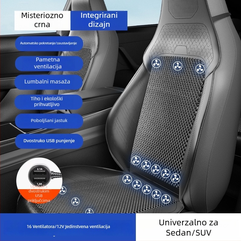 Prozračna navlaka za sjedalo automobila s ventilatorom za hlađenje, prozračna ljetna podloga za sjedenje