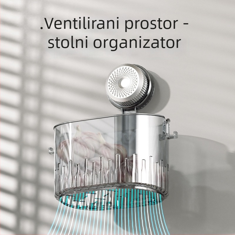 Zidni kuhinjski ormarić za pohranu luka, đumbira i češnjaka - višefunkcionalan, plastični materijal, pravokutnog dizajna