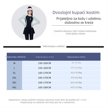 Ženski trodjelni kupaći kostim s dugim rukavima, jastučić za prsni koš, poliester (84%), podstava poliester