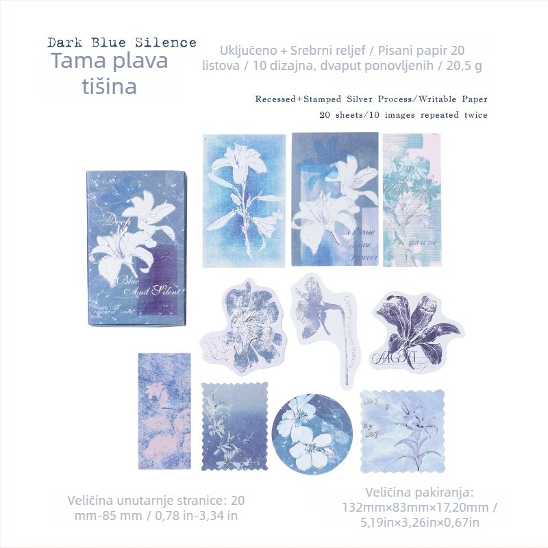 Kutijica šibica s naljepnicama za bilješke sa srebrnom folijom, retro stil dekorativne naljepnice za dnevnik, model W-BQ-2100