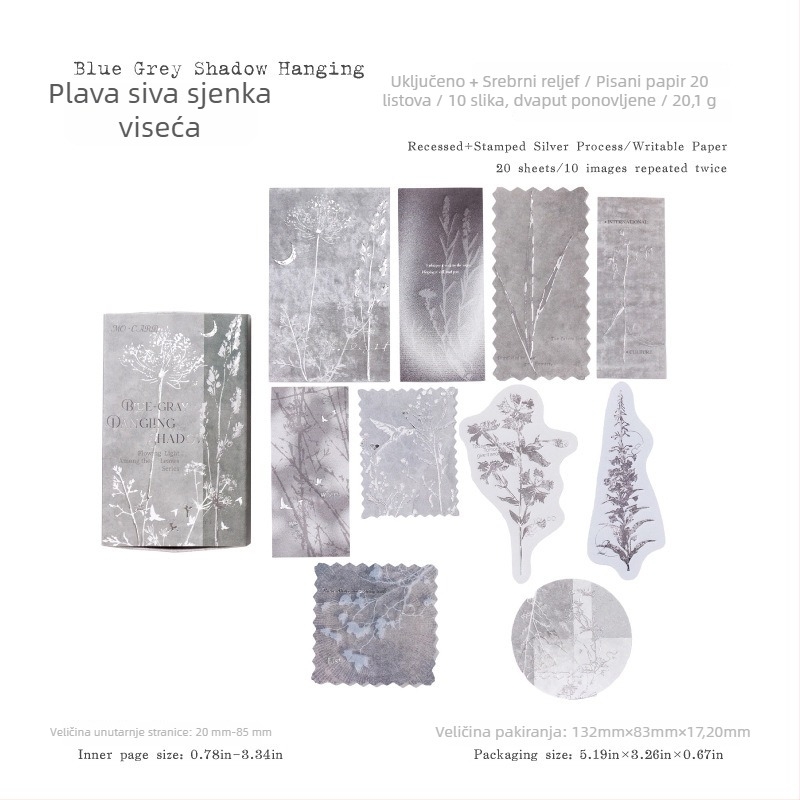 Kutijica šibica s naljepnicama za bilješke sa srebrnom folijom, retro stil dekorativne naljepnice za dnevnik, model W-BQ-2100