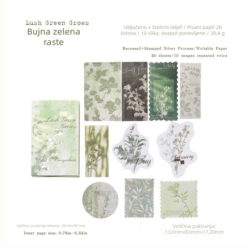 Kutijica šibica s naljepnicama za bilješke sa srebrnom folijom, retro stil dekorativne naljepnice za dnevnik, model W-BQ-2100