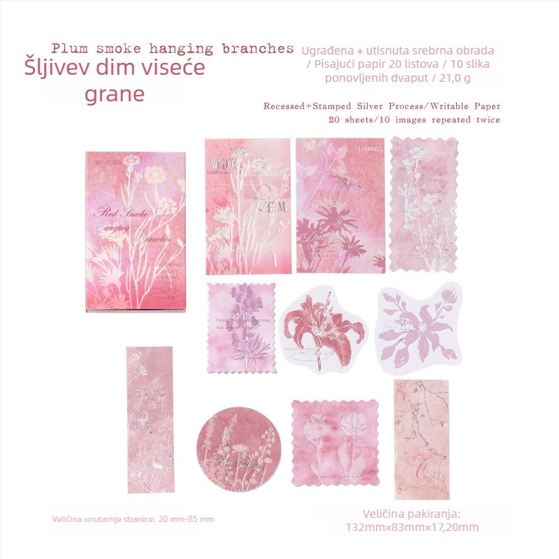 Kutijica šibica s naljepnicama za bilješke sa srebrnom folijom, retro stil dekorativne naljepnice za dnevnik, model W-BQ-2100