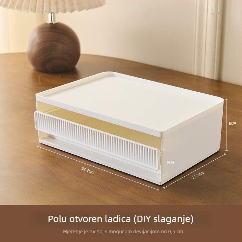 Zela kozmetički organizator za stolni – višeslojni plastični držač za njegu kože i ruževe, moderni minimalistički stil, prilagodba dostupna