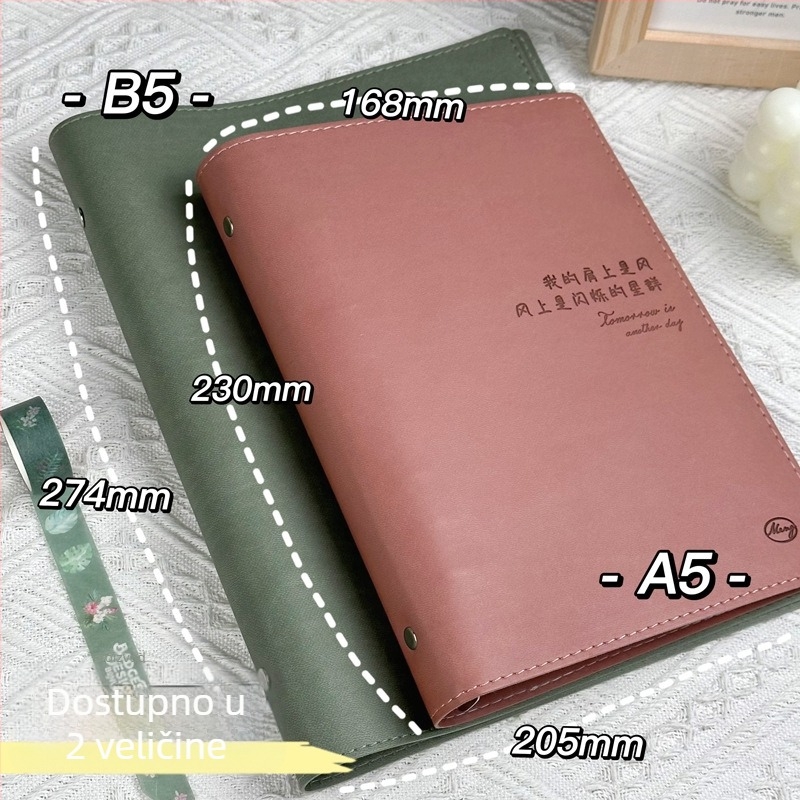 Obloga bilježnice s imitacijom kože, binder vezanje, odvojivi klip, 1–50 stranica