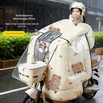 Navlaka za električna vozila protiv vjetra, PVC materijal, vodootporna, obložena flisom, s košarom