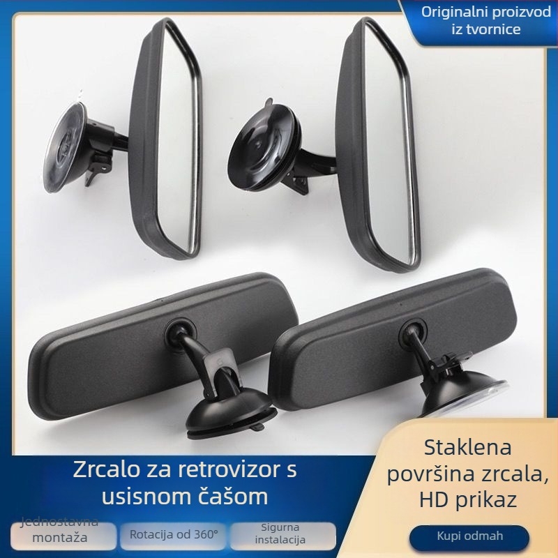 Zadnje ogledalo s usisnom kopčom za unutarnju upotrebu, kompatibilno s triciklom, četverokotačem i kombijem, pomoć pri vožnji unatrag