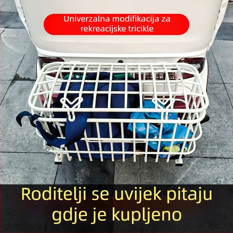 Stražnji koš za električni tricikl, modificiran univerzalni dizajn, s poklopcem i prostorom za pohranu