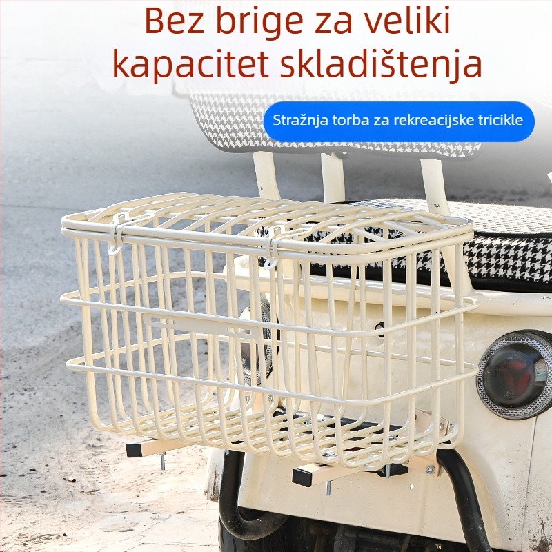 Stražnji koš za električni tricikl, modificiran univerzalni dizajn, s poklopcem i prostorom za pohranu