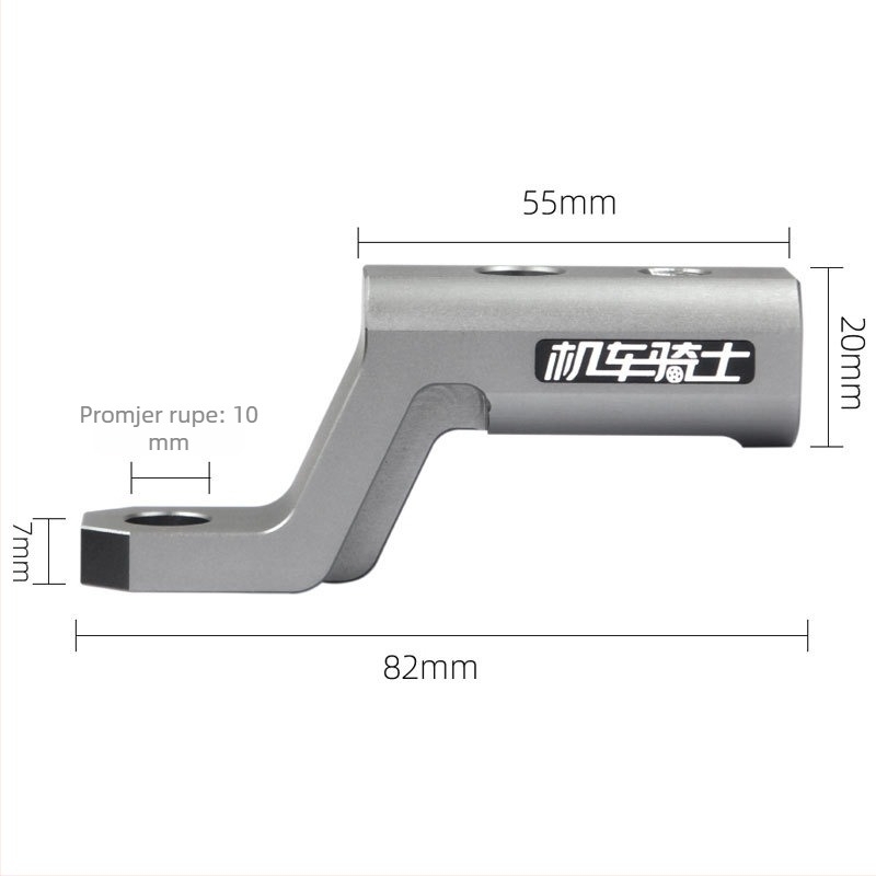 Držač retrovizora za motocikl/skuter — aluminijska legura, model Dx-h-01, kvadratno ogledalo, M10 montaža